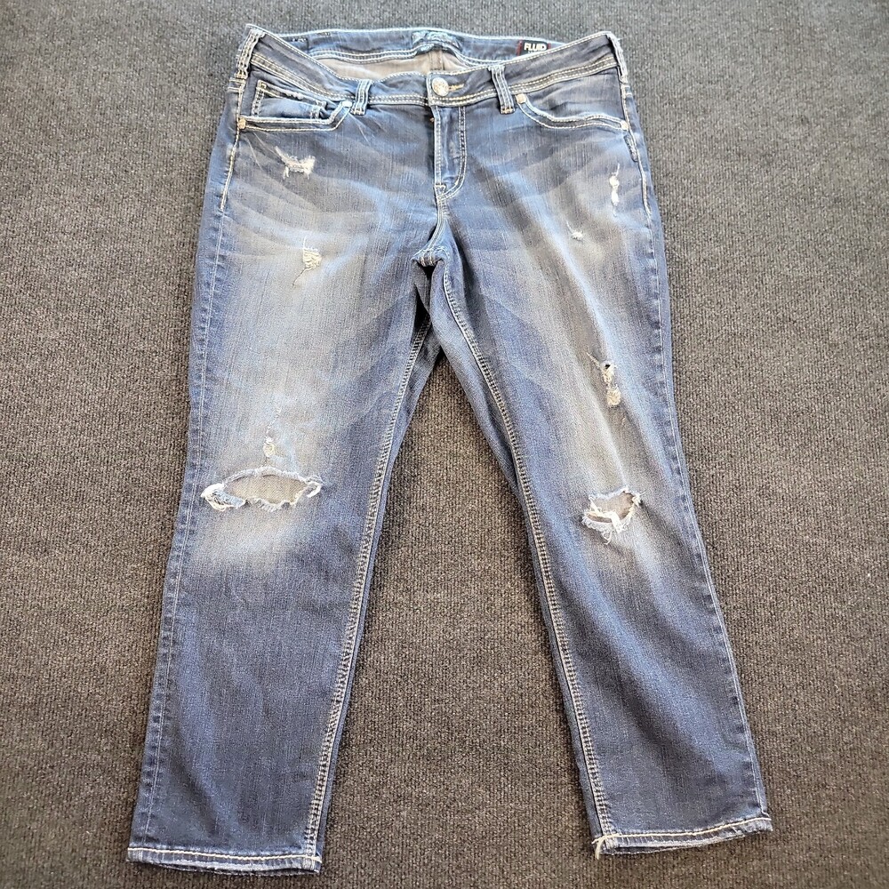 Silver Jeans Co Dark Wash Boyfriend Fit Thick Stitching Women's Size 14/L25 Dist